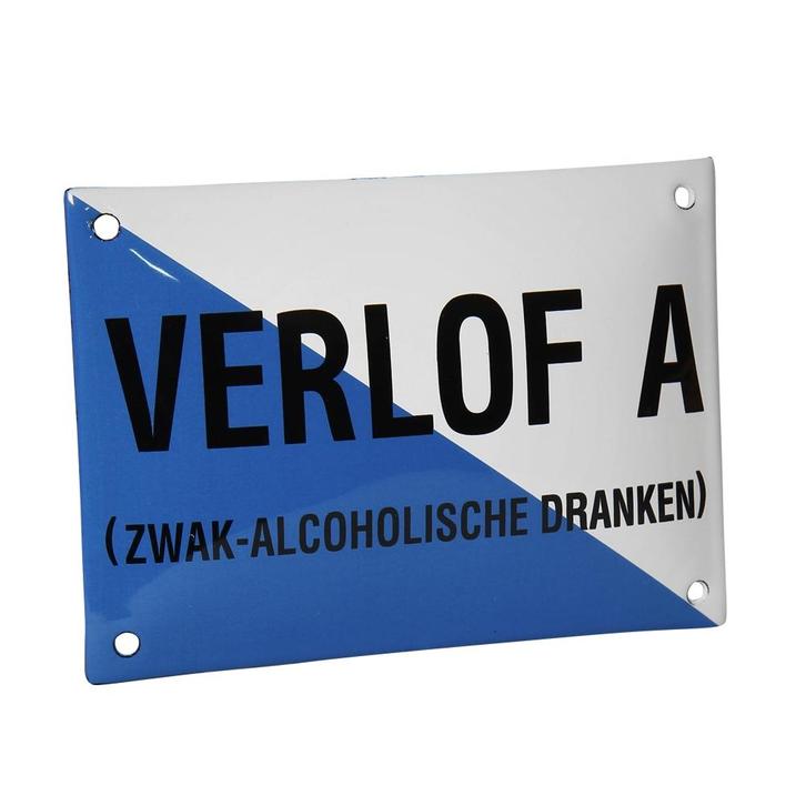 Emaille reclamebord: Verlof A, Zakelijke goederen, Horeca | Overige, Verzenden