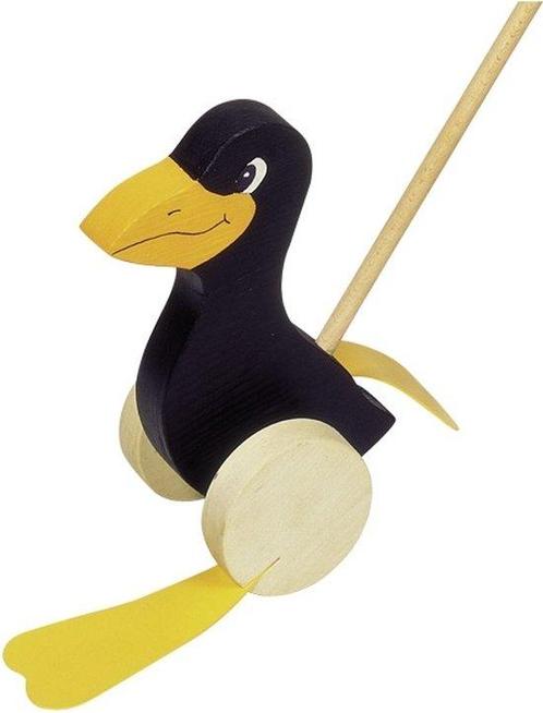 Goki Houten Duwfiguur Raaf (Baby & Peuterspeelgoed), Kinderen en Baby's, Speelgoed | Babyspeelgoed, Nieuw, Verzenden