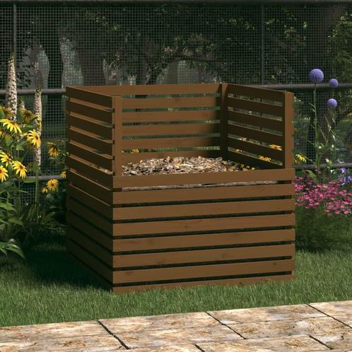 Compostbak 100x100x102 cm massief grenenhout honingbruin, Tuin en Terras, Overige Tuin en Terras, Nieuw, Verzenden