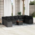 vidaXL Tuin Sofa Set 11 pcs Zwart Groot Rattan, Verzenden, Nieuw, Rotan
