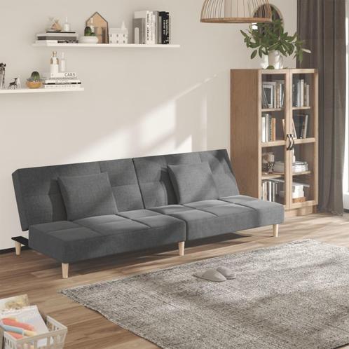 vidaXL Slaapbank 2-zits met 2 kussens stof lichtgrijs, Huis en Inrichting, Banken | Bankstellen, Nieuw, Stof, Tweepersoons, Verzenden