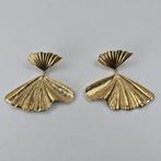 Dames oorbellen goudkleurig waaier design, Verzenden, Nieuw, Goud, Overige materialen
