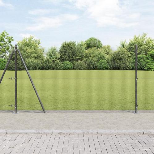 vidaXL Gelaste Draadhek met 13 Flenspalen Grijs 1,2x50 m, Tuin en Terras, Schuttingen, Nieuw, IJzer, Verzenden