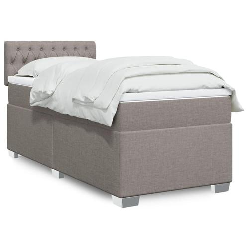 vidaXL Boxspring met matras stof taupe 90x200 cm, Huis en Inrichting, Slaapkamer | Bedden, 90 cm, 200 cm, Eenpersoons, Nieuw, Stof