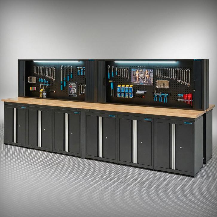 Datona Werkbank PRO eiken - 12 opbergkasten - 4, Doe-het-zelf en Verbouw, Werkbanken, Nieuw, Ophalen of Verzenden