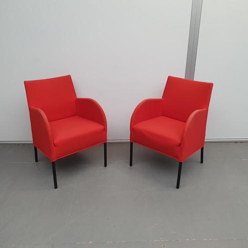 Smits fauteuil - rode stof (alleen per set), Huis en Inrichting, Fauteuils, Ophalen of Verzenden