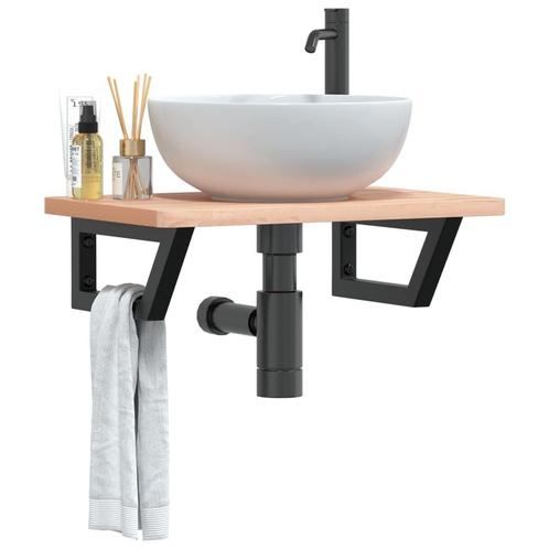 vidaXL Badkamer wandschap staal en massief beukenhout, Huis en Inrichting, Tafels | Kaptafels, Nieuw, Verzenden