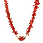 Vintage bloedkoraal collier met gouden sluiting 14 krt, Ophalen of Verzenden, Nieuw