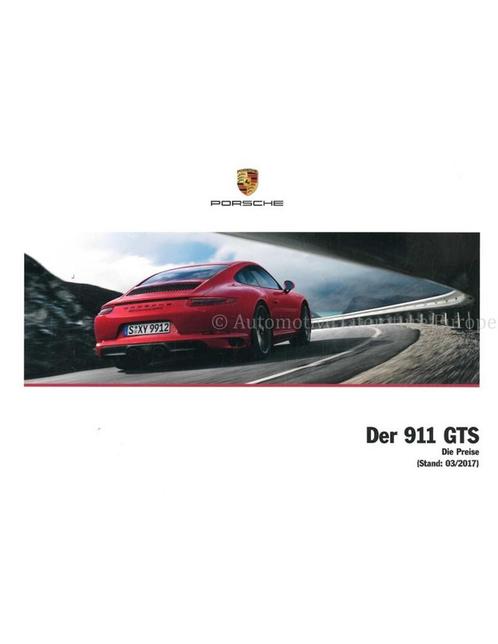 2018 PORSCHE 911 GTS PRIJSLIJST DUITS, Boeken, Auto's | Folders en Tijdschriften, Porsche