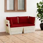 vidaXL Tuinbank 2-zits met kussens pallet vurenhout, Tuin en Terras, Verzenden, Nieuw, Hout