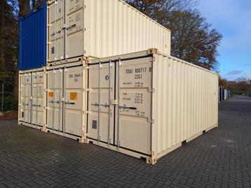 Container 20FT. dubbele deuren 2 zijdes Creme Houten bodem beschikbaar voor biedingen