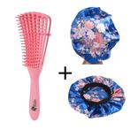 Afabs® Roze Anti-klit Haarborstel + Blauwe bloemen satijnen, Nieuw, Ophalen of Verzenden