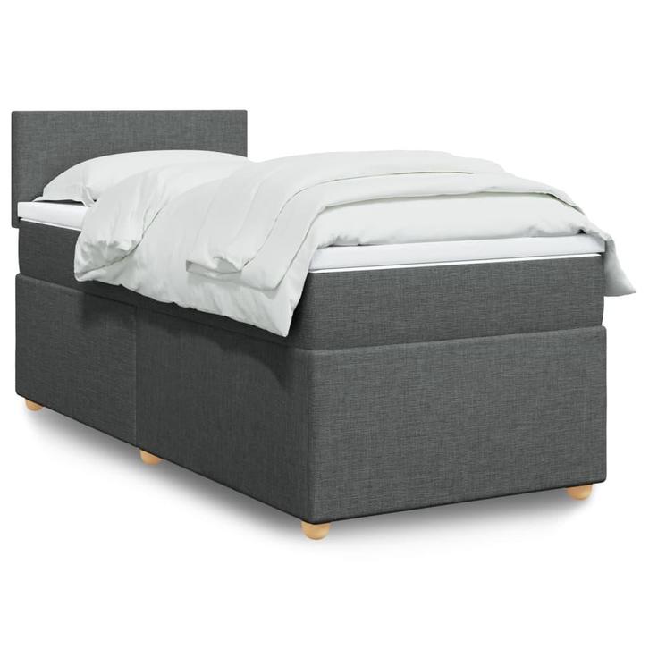 vidaXL Boxspring met matras stof donkergrijs Single, Huis en Inrichting, Slaapkamer | Bedden, Grijs, Nieuw, Stof, Verzenden
