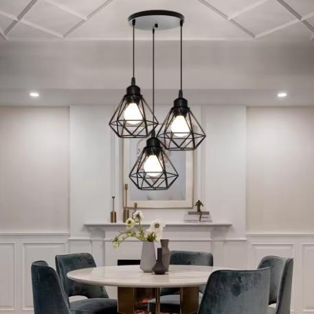 Vintage Industriële Hanglamp – Smeedijzeren Diamant Design, Huis en Inrichting, Lampen | Hanglampen, Nieuw, Verzenden