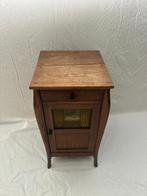 Kast - Art Deco Kastje met Glas in Loodraam - Hout, Glas, Antiek en Kunst