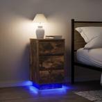 vidaXL Nachtkastje met LED-verlichting 38x34x65cm gerookt, Verzenden, Nieuw, Hout