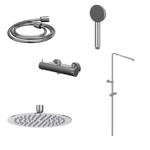 Regendoucheset IVY Bond Opbouw Thermostatisch 20 cm Slim, Doe-het-zelf en Verbouw, Sanitair, Kraan, Nieuw, Chroom, Ophalen of Verzenden
