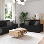 vidaXL 3-delige loungeset met kussens stof zwart, Verzenden, Nieuw, Vierpersoons of meer, Stof