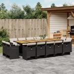 vidaXL 15-delige Tuinset met kussens poly rattan zwart, Tuin en Terras, Tuinsets en Loungesets, 4 zitplaatsen, Nieuw, Tuinset