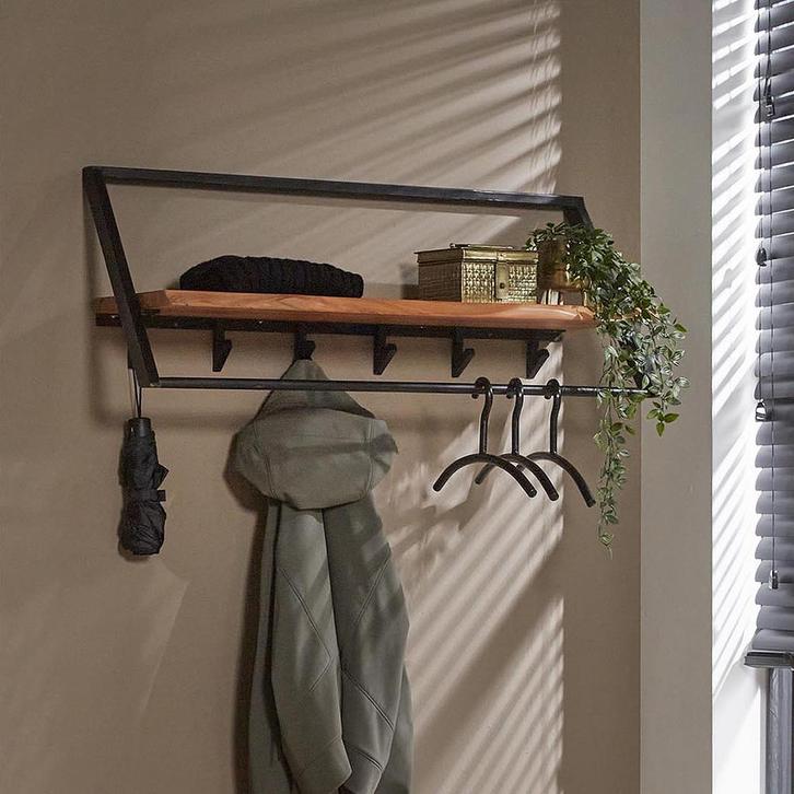 *WOONWINKEL* Kapstok Industrieel Met Houten Plank, Huis en Inrichting, Woonaccessoires | Kapstokken, Nieuw, Verzenden