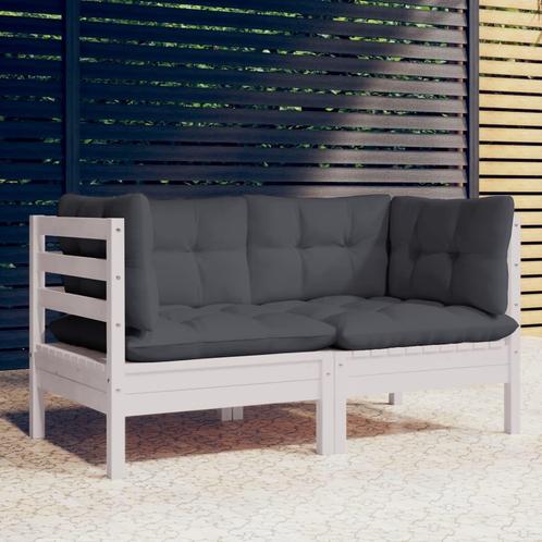 vidaXL Tuinbank 2-zits met antraciet kussens massief, Tuin en Terras, Tuinsets en Loungesets, Nieuw, Verzenden