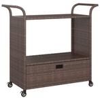 Serveerwagen met lade 100x45x97 cm poly rattan bruin, Huis en Inrichting, Verzenden