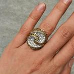 18 Krt. Gouden cocktail ring met citrien en diamanten 1,2..., Gebruikt, Overige kleuren, Ophalen of Verzenden, 17 tot 18