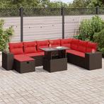 vidaXL 9-delige Loungeset met kussens poly rattan acacia, Verzenden, Nieuw, Rotan, Loungeset
