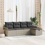 vidaXL Tuin Sofa Set met kussen met opslag 5 pcs Lichtgrijs, Tuin en Terras, Verzenden, Nieuw, Rotan