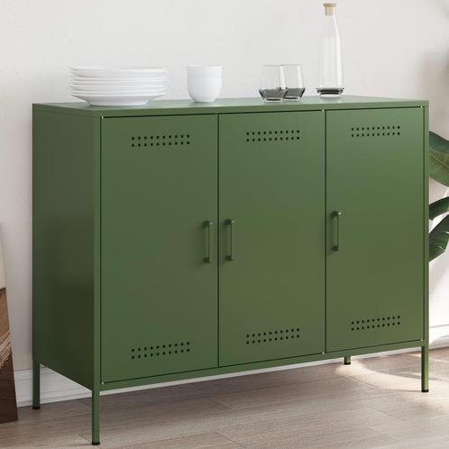 vidaXL Dressoir 100,5x39x79 cm staal olijfgroen, Huis en Inrichting, Kasten | Dressoirs, 25 tot 50 cm, Nieuw, 100 tot 150 cm, Metaal