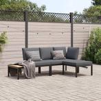 vidaXL 3-delige Loungeset met kussens aluminium zwart, Tuin en Terras, Tuinsets en Loungesets, Verzenden, Nieuw, Aluminium, Loungeset