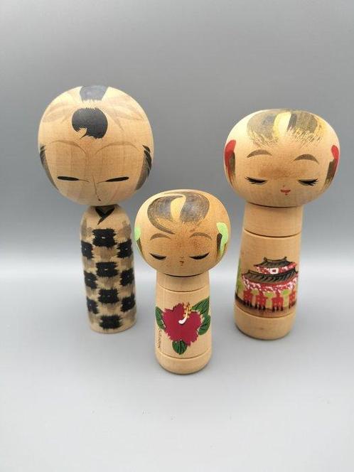 Creatieve Kokeshi-poppen - Hout - Japan - Shwa periode, Antiek en Kunst, Curiosa en Brocante