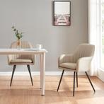 [en.casa] Eetkamerstoel Kannonkoski set van 2 86x57x59 cm be, Huis en Inrichting, Stoelen, Verzenden, Nieuw