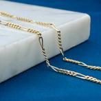 Gouden Figaro schakel ketting | 38 cm (veerring), Sieraden, Tassen en Uiterlijk, Kettingen, Ophalen of Verzenden, Gebruikt, Overige kleuren