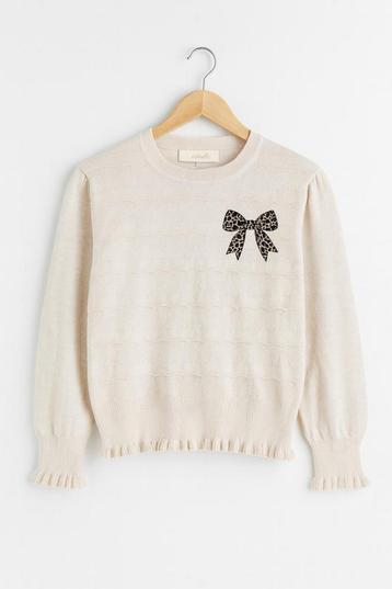 Beige meisjestrui met strik - Herfst/Wintercollectie|NIEUW beschikbaar voor biedingen