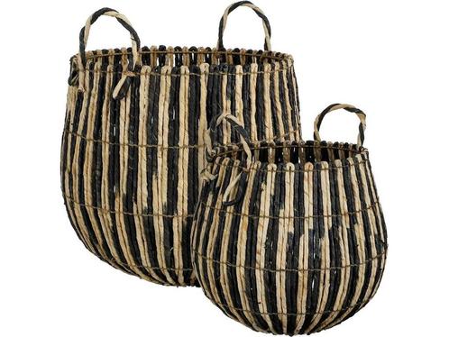 Mica Decorations Ronda Mand - Set van 2 - H40 x Ø44 cm -, Huis en Inrichting, Woonaccessoires | Schalen en Manden, Nieuw, Verzenden