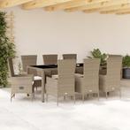 vidaXL 9-delige Tuinset met kussens poly rattan beige, Tuin en Terras, Tuinsets en Loungesets, Nieuw, 8 zitplaatsen, Tuinset, Verzenden