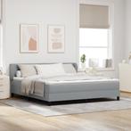 vidaXL Boxspringbed met matras stof lichtgrijs 180x200 cm, Eenpersoons, Verzenden, Nieuw, 80 cm
