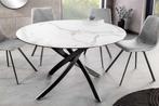 Ronde eettafel ALPINE 120cm wit keramiek marmer design zwart, Ophalen of Verzenden, Nieuw