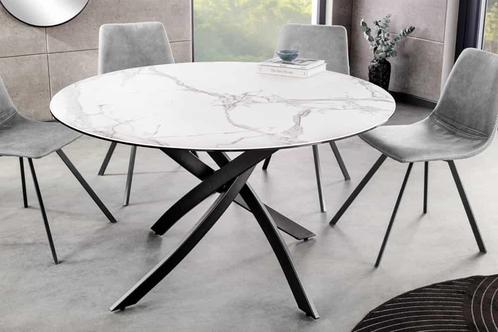 Ronde eettafel ALPINE 120cm wit keramiek marmer design zwart, Huis en Inrichting, Tafels | Eettafels, Ophalen of Verzenden