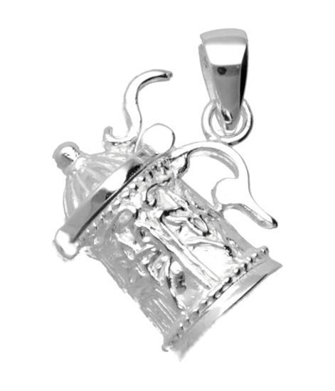 Zilveren Bierpul met scharnierend deksel kettinghanger, Sieraden, Tassen en Uiterlijk, Kettinghangers, Verzenden