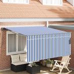 vidaXL Inklapbaar Zonnescherm Blauw en Wit Gestreept 350 x, Tuin en Terras, Zonneschermen, Verzenden, Nieuw