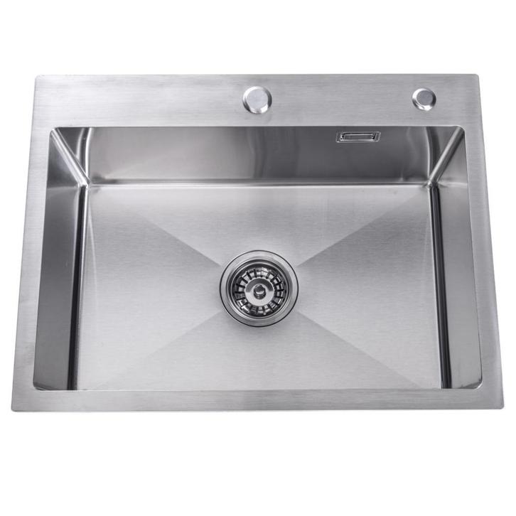 Spoelbak | Wasbak | Gootsteen | 59x44x20 | Zilver | Kraangat, Huis en Inrichting, Keuken | Keukenelementen, 25 tot 50 cm, Overige kleuren