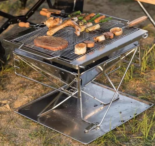 Verstelbare Opvouwbare Houtgestookte Kampvuurgrill met Tas, Tuin en Terras, Barbecue-accessoires, Nieuw, Verzenden