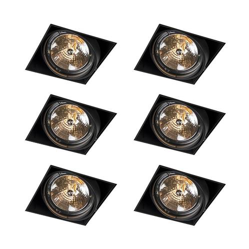 Set van 6 Inbouwspot zwart AR111 draai- en kantelbaar, Huis en Inrichting, Lampen | Spots, Nieuw, Overige materialen