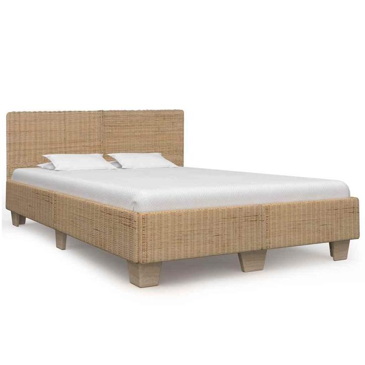 vidaXL Bedframe handgeweven echt rattan 140x200 cm, Huis en Inrichting, Slaapkamer | Bedden, 140 cm, 200 cm, Bruin, Tweepersoons