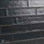 Langwerpige handvorm tegels 7,5 x 30 cm mat zwart