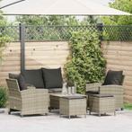 vidaXL 6-delige Loungeset met kussens poly rattan lichtgrijs, Tuin en Terras, Verzenden, Nieuw, Rotan, Loungeset