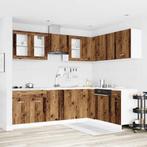 vidaXL 11-delige Keukenkastenset Lyon bewerkt hout oud, Verzenden, Nieuw, Bruin