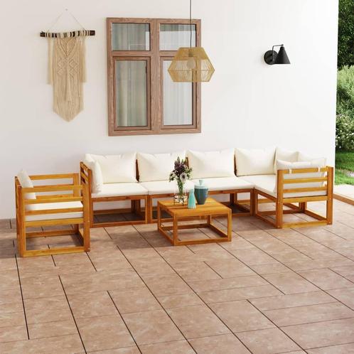 vidaXL 7-delige Loungeset met kussens massief acaciahout, Tuin en Terras, Tuinsets en Loungesets, Loungeset, Nieuw, Hardhout, Verzenden